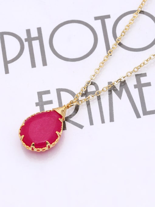 pink Pink Water Drop Shaped Natural Stone Necklace