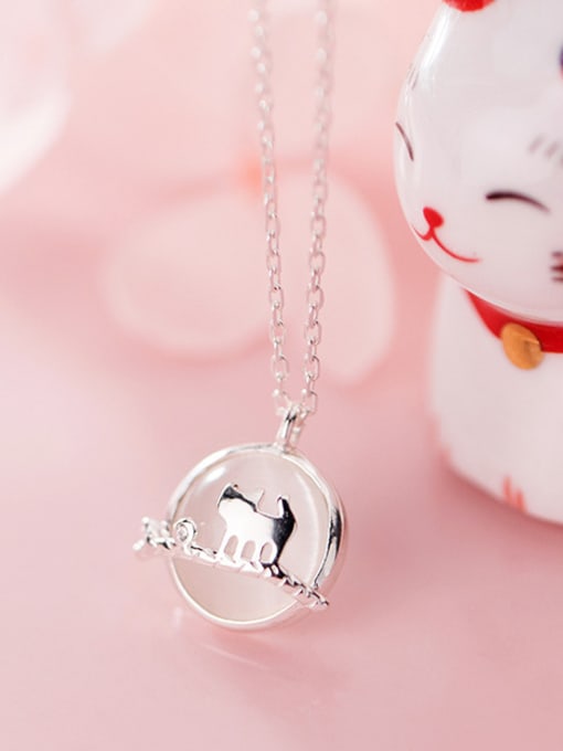 Rosh 925 Sterling Silver With Platinum Plated Simplistic Animal Cat Necklaces 1