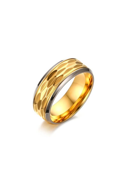 CONG Luxury Gold Plated Geometric Shaped Titanium Ring 0