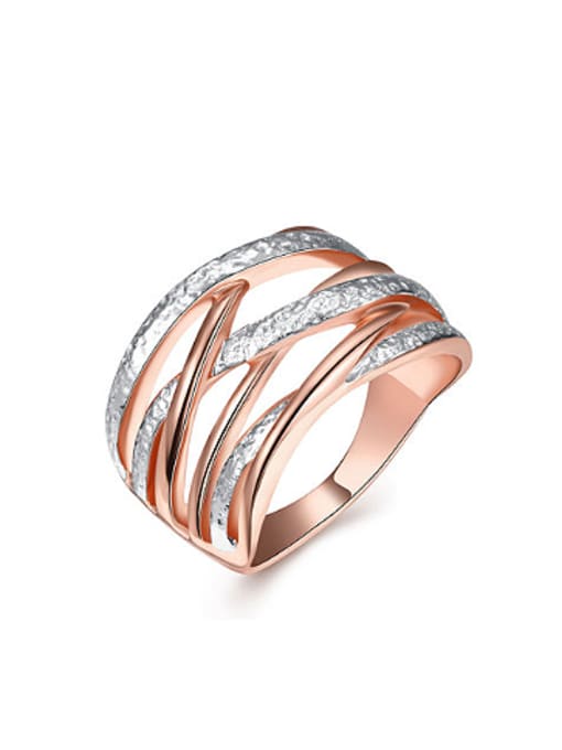 OUXI Fashion Multi-band Rose Gold Plated Ring