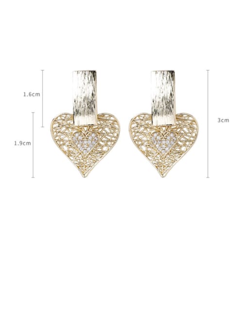 Girlhood Alloy With Gold Plated Simplistic Heart Drop Earrings 3