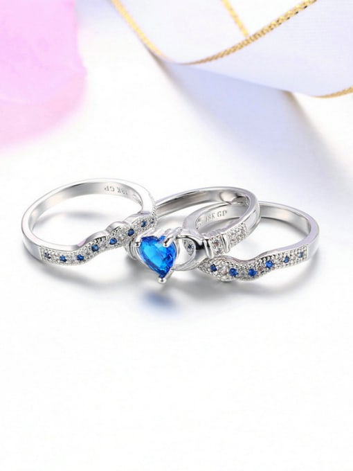 ZK Three Layer Blue White Zircons Fashion Ring 2