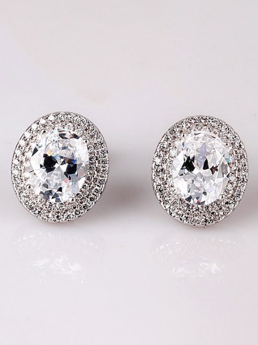 White Europe and the United States Dove Egg Shaped Zircon Gorgeous And Fashion stud Earring