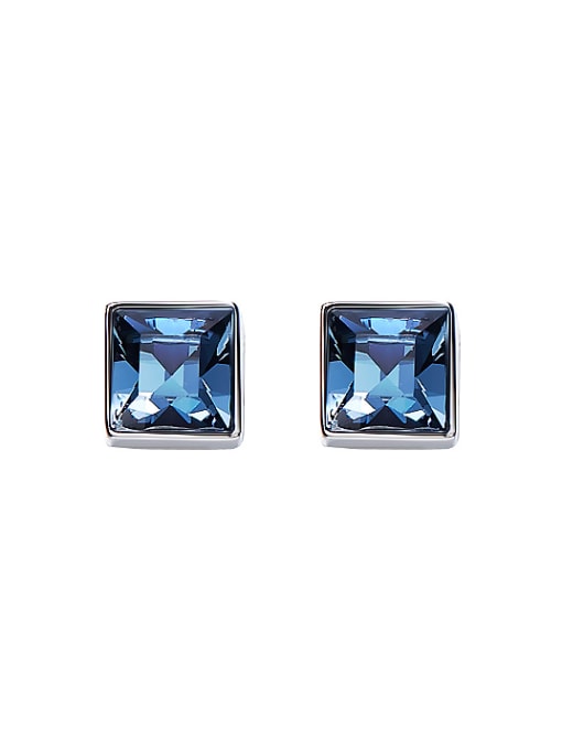 Blue S925 Silver Square Shaped stud Earring
