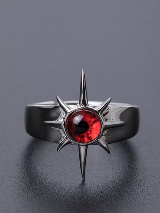 SILVER MI Personalized Red Stone 925 Silver Opening Ring 2