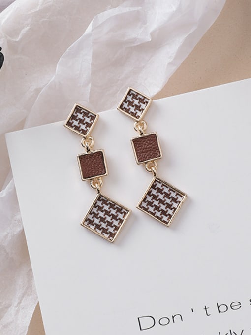 F square long Alloy With Rose Gold Plated Personality Geometric Drop Earrings