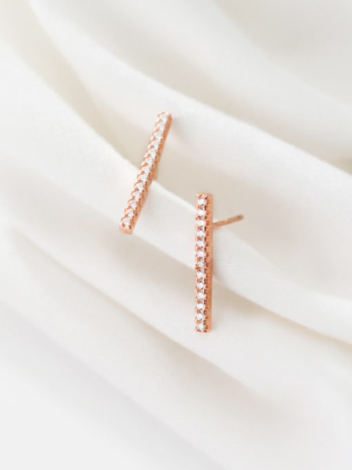 Rosh 925 Sterling Silver With Rose Gold Plated Simplistic Fringe Stud Earrings 3