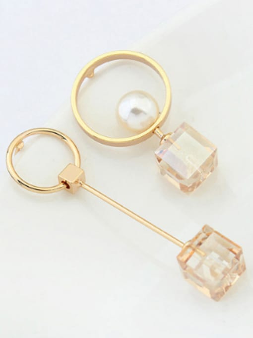 2 Asymmetrical austrian Crystals Alloy Earrings