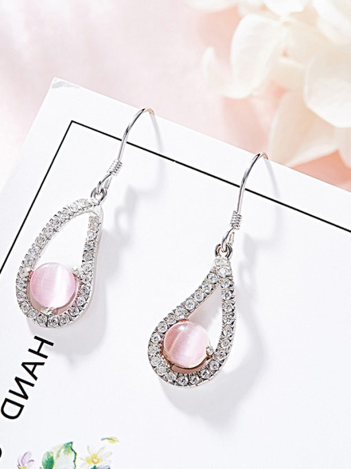 CEIDAI Fashion Opal stone Water Drop shaped 925 Silver Earrings 2