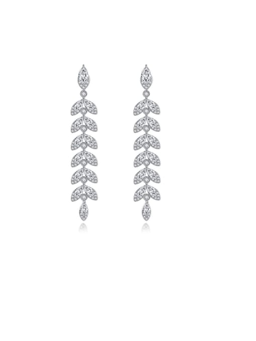 BLING SU Copper With Platinum Plated Simplistic Leaf Chandelier Earrings 0