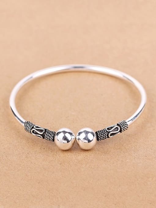 Peng Yuan Retro Simple Silver Opening Bangle 0