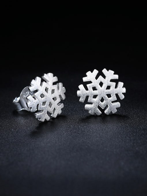 ZK 925 Sterling Silver Simple Snowflake Stud Earrings
