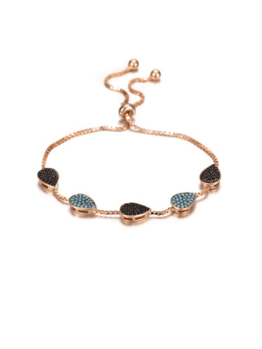 Rose Gold S925 Sterling Silver Inlaid Turquoise Bracelet