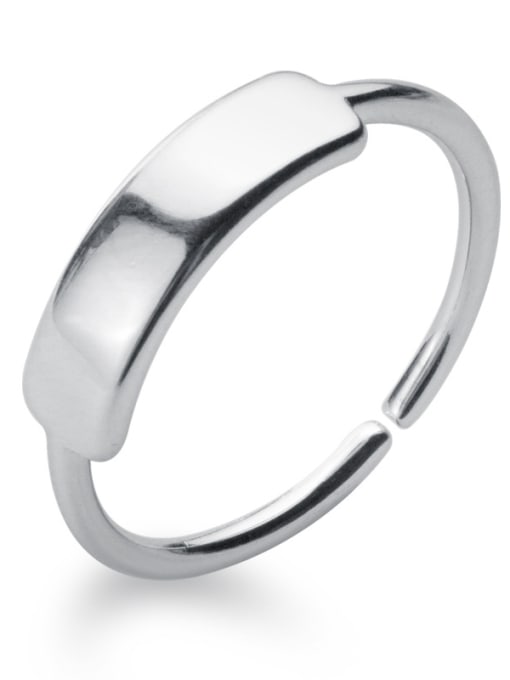 Rosh 925 Sterling Silver With Glossy Simplistic Geometric Free size Rings