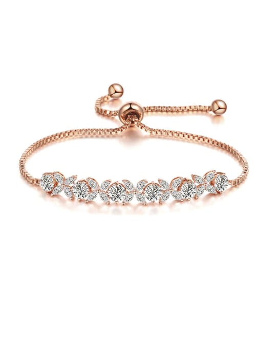 Mo Hai Copper With  Cubic Zirconia  Personality Leaf adjustable Bracelets 0