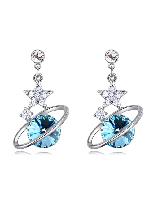 light blue Fashion Cubic austrian Crystals Star Alloy Earrings