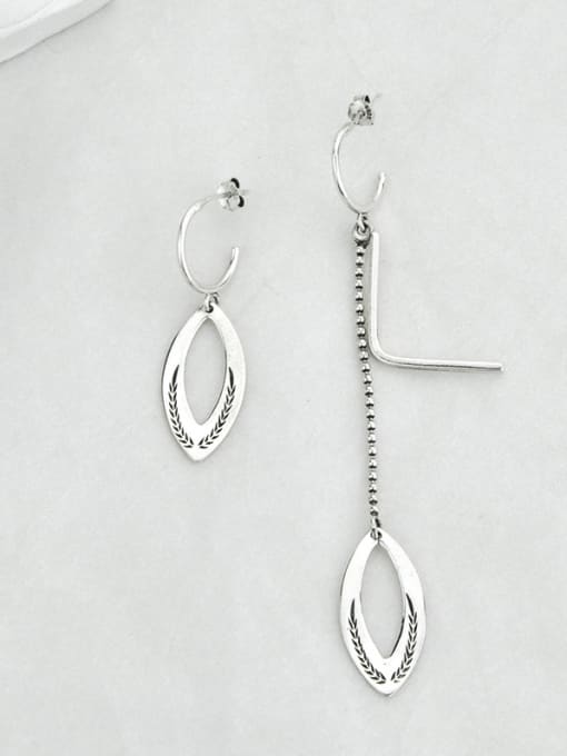 SHUI Vintage Sterling Silver With Hollow Simplistic Irregular Threader Earrings 0