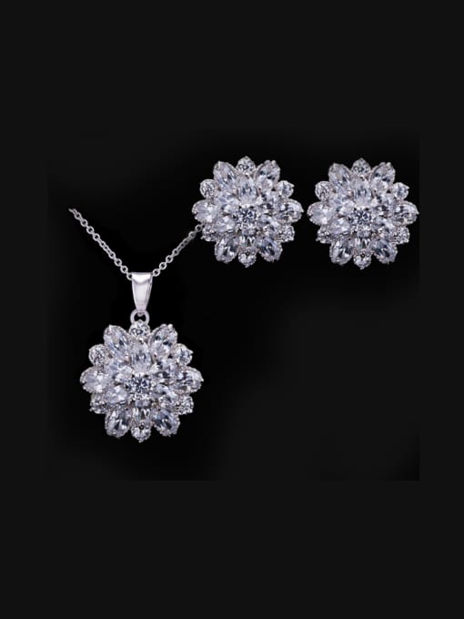 Platinum Rose Gold Plated Snowflake Wedding Jewelry Set