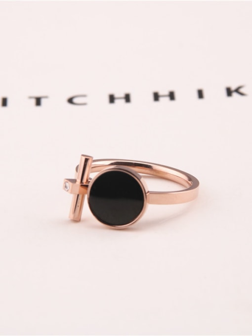 GROSE Fashion Geometric Black Round Fashion Ring 1