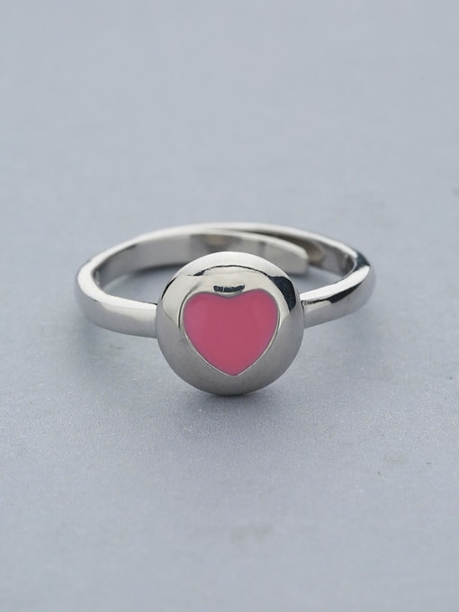 One Silver Personalized Enamel Heart 925 Silver Opening Ring 0