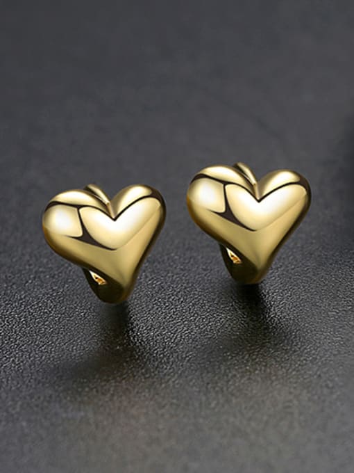 gold Copper With White Gold Plated Cute Heart  Stud Earrings