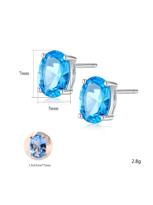 CCUI Sterling silver sky blue semi-precious stones minimalist stud earrings 2
