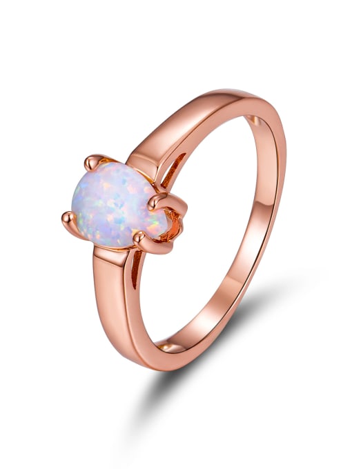 UNIENO Rose Gold Plated Opal Simple Style Ring 0