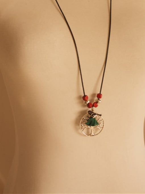 Dandelion Women Tree Shaped Tassels Necklace 2