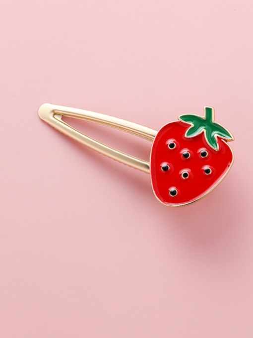 A Strawberry Alloy With Rose Gold Plated Cute Friut Barrettes & Clips