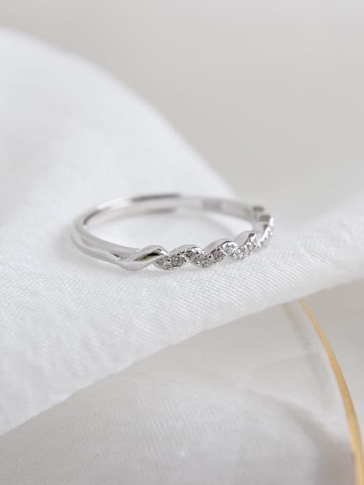 DAKA 925 Sterling Silver With Platinum Plated Simplistic A wavy pattern Rings 2