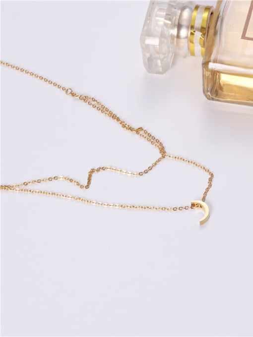GROSE Titanium With Gold Plated Simplistic Moon Multi Strand Necklaces 2