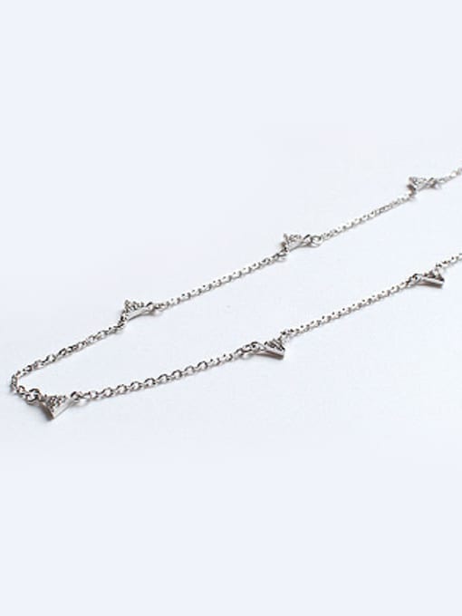 DAKA Simple Tiny Zircon-studded Triangles Silver Necklace