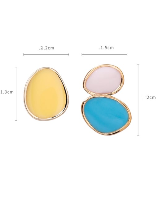Girlhood Alloy With Rose Gold Plated Simplistic Asymmetry Oval Stud Earrings 3