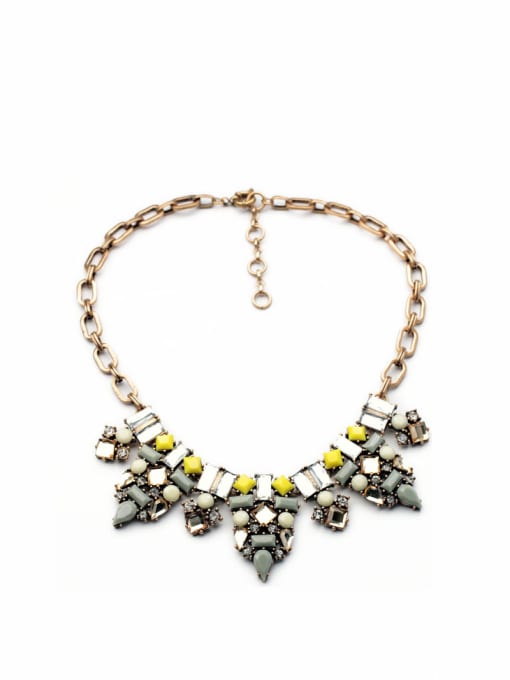 Yellow 2018 Luxury Artificial Stones Alloy Necklace