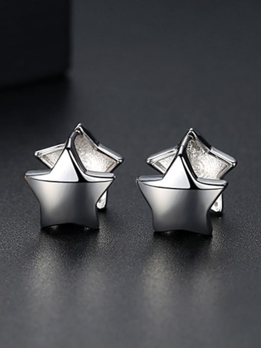 Platinum-T02E26 Copper With 18k Gold Plated Casual Star Stud Earrings