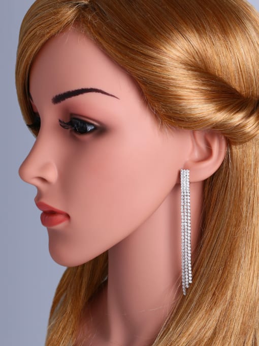 CC Copper With Cubic Zirconia Trendy Tassel ear clip 1