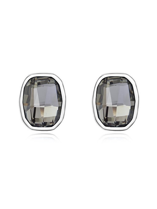 black Simple Clear austrian Crystal Alloy Stud Earrings