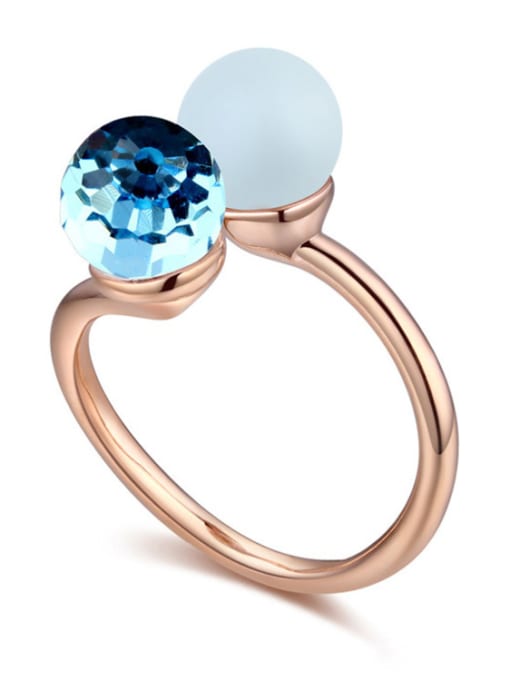 QIANZI Personalized Imitation Pearl austrian Crystal Alloy Ring 4