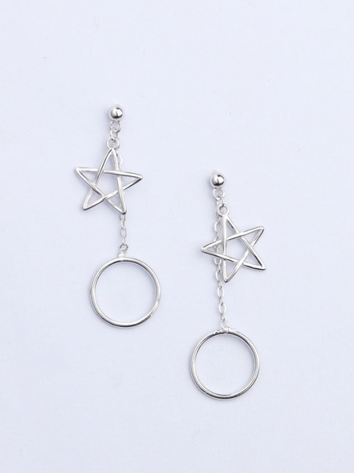 CEIDAI Simple Hollow Round Star 925 Silver Stud Earrings 0