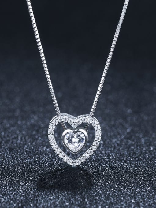 Platinum 925 Sterling Silver With Platinum Plated Cute  Multilayer  Heart Necklaces