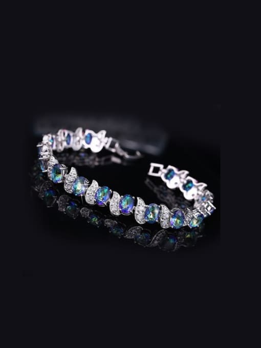 blue 18.5Cm Elegant Zircon Copper Bracelet