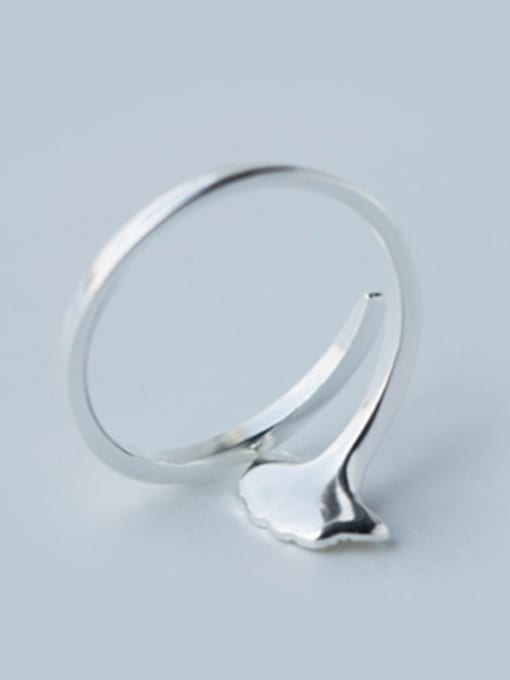 Rosh S925 Silver Fresh Small Ginkgo Tree Leaf Opening Cocktail Ring 2