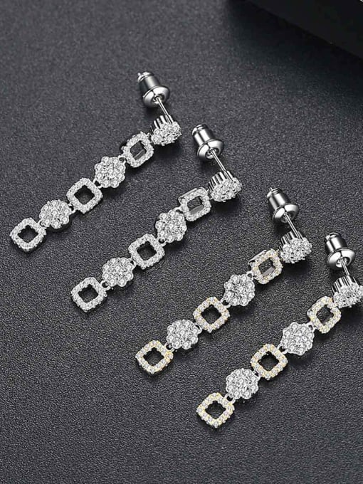 BLING SU Copper inlaid 3A zircon Style Long Fashion Earrings 2