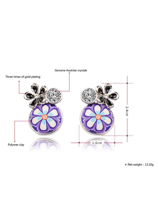 Ronaldo Elegant Platinum Plated Polymer Clay Flower Shaped Two Pieces Jewelry Set 2