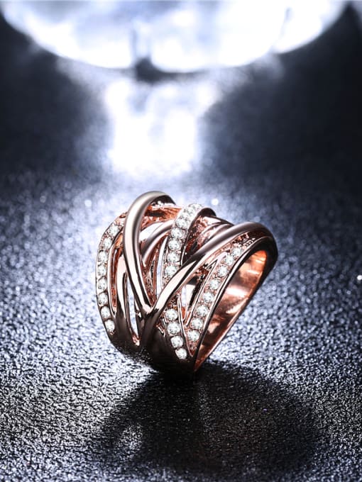 Rose Gold Delicate Rose Gold Plated Geometric Shaped Rhinestone Ring