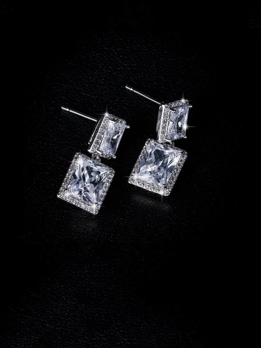 Mo Hai Copper With Platinum Plated Simplistic Geometric Drop Earrings 0