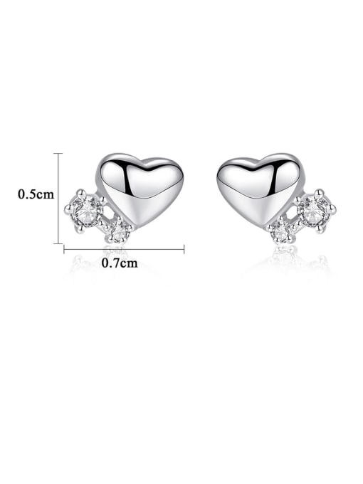 CCUI 925 Sterling Silver WithCubic Zirconia Cute Heart Stud Earrings 4