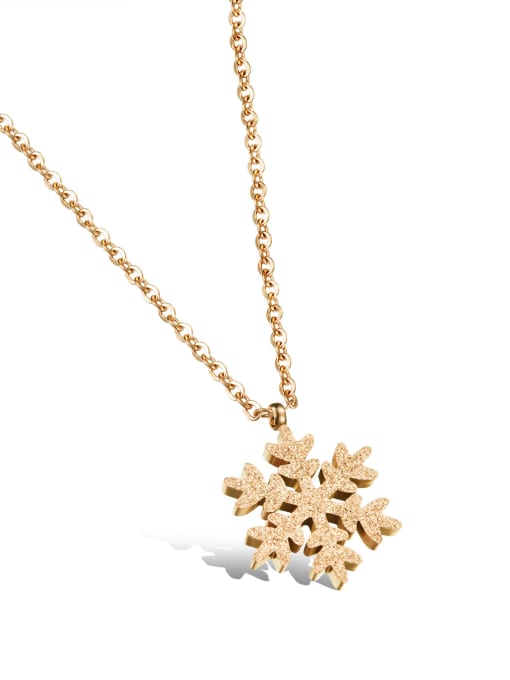 Gold Simple Polish Snowflake Titanium Women Necklace