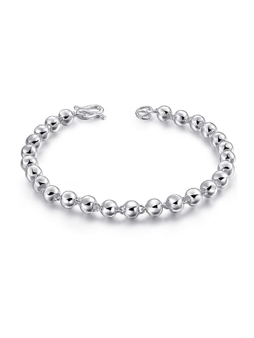 JIUQIAN Simple 999 Silver Polishing Beads Unisex Bracelet 0