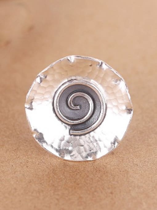Peng Yuan Ethnic Round Handmade Silver Ring 0